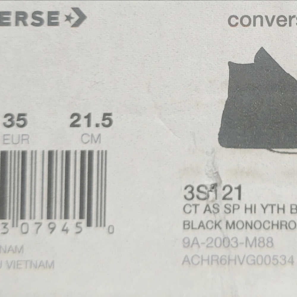 Converse Chuck Taylor All Star Black Canvas Shoes Sneakers 3S121 Boy’s Youth 3 - Picture 6 of 8